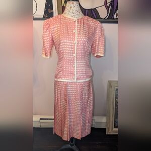 vintage 80s Frank Young silk skirt set